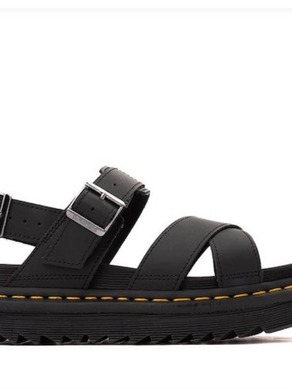 Dr. Martens Black Leather Double Buckle Platform Sandals